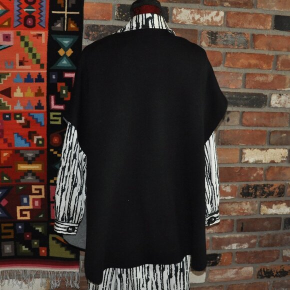 Picadilly Canada Warm Woven Knit, Black & Grey Open Jacket Poncho Cape Shawl S - Picture 4 of 6